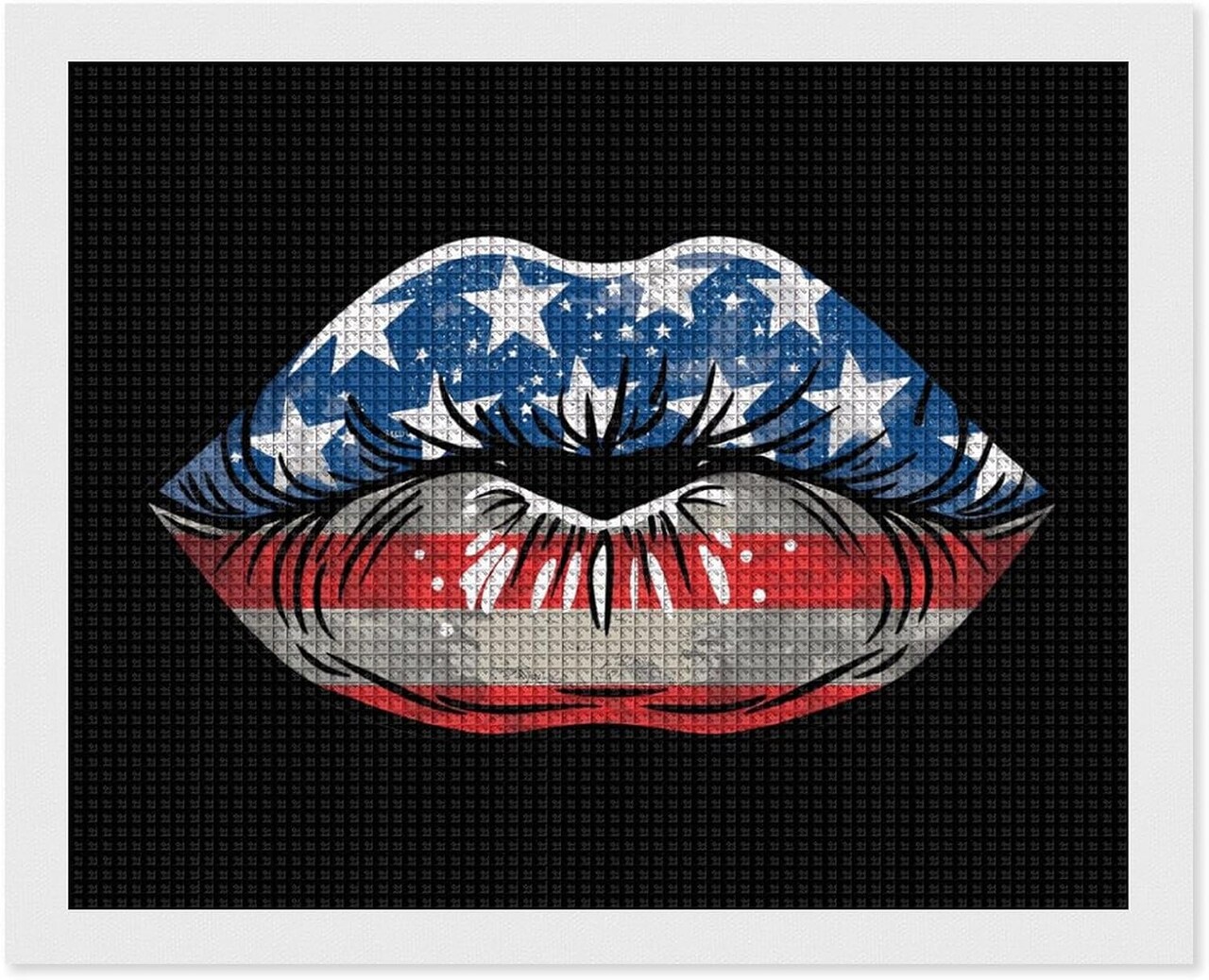 4th of July Patriotic Lips Printed Wall Diamond Art Painting Kits